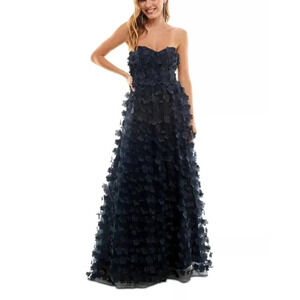 Formal Dress Size 11 Navy Lined Lace-up Open Back Gown Fall Wedding Flowers